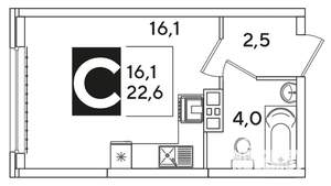 Студия квартира, на длительный срок, 23м2, 8/16 этаж