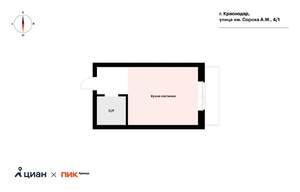 1-к квартира, на длительный срок, 25м2, 1/3 этаж