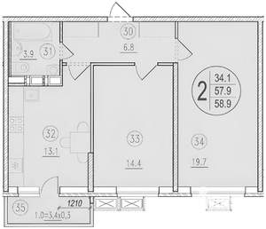 2-к квартира, на длительный срок, 60м2, 14/17 этаж