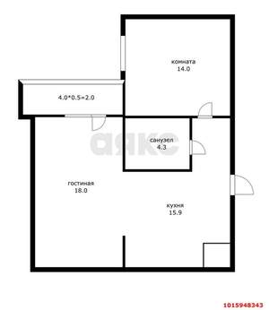 2-к квартира, на длительный срок, 52м2, 3/17 этаж