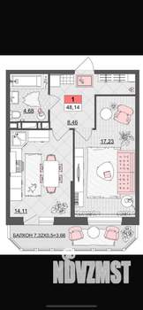 1-к квартира, на длительный срок, 51м2, 10/19 этаж