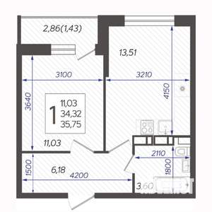 1-к квартира, на длительный срок, 33м2, 3/16 этаж