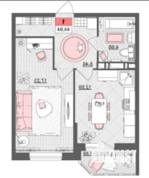 1-к квартира, на длительный срок, 42м2, 19/19 этаж