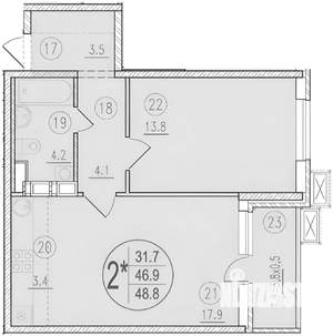 2-к квартира, на длительный срок, 47м2, 8/12 этаж