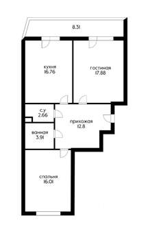 2-к квартира, на длительный срок, 70м2, 9/19 этаж