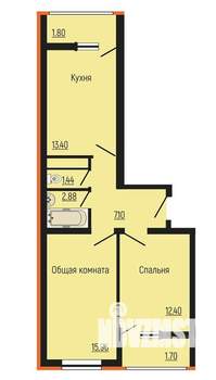 2-к квартира, на длительный срок, 55м2, 19/24 этаж