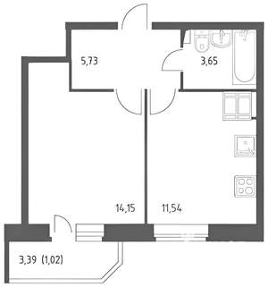 1-к квартира, на длительный срок, 38м2, 10/17 этаж