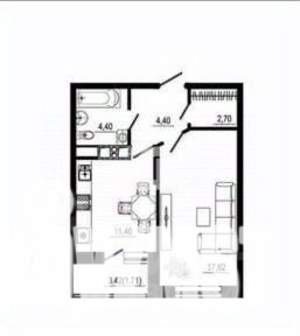 1-к квартира, на длительный срок, 42м2, 9/18 этаж