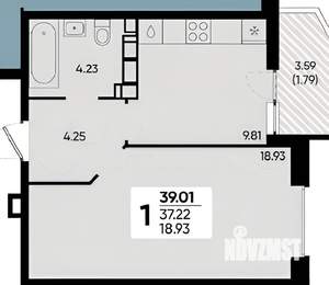 1-к квартира, на длительный срок, 40м2, 14/22 этаж
