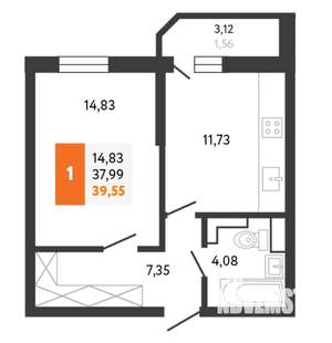 1-к квартира, на длительный срок, 40м2, 2/16 этаж