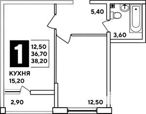 1-к квартира, на длительный срок, 40м2, 7/16 этаж