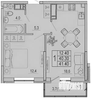 1-к квартира, на длительный срок, 40м2, 10/18 этаж