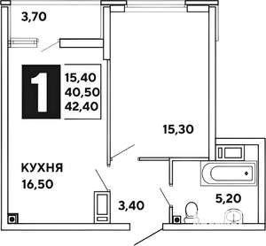 1-к квартира, на длительный срок, 42м2, 7/16 этаж