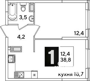 1-к квартира, на длительный срок, 39м2, 14/16 этаж