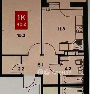 1-к квартира, на длительный срок, 40м2, 15/20 этаж