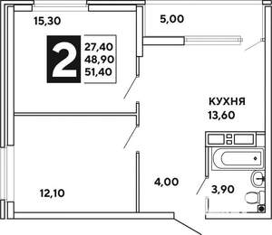 2-к квартира, на длительный срок, 53м2, 10/16 этаж