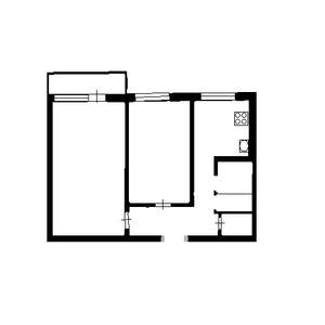 2-к квартира, на длительный срок, 44м2, 2/5 этаж