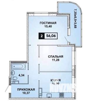 2-к квартира, на длительный срок, 52м2, 14/22 этаж