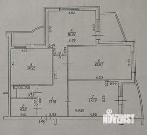 3-к квартира, на длительный срок, 106м2, 4/17 этаж