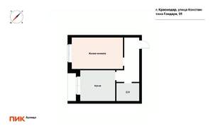 1-к квартира, на длительный срок, 36м2, 12/16 этаж