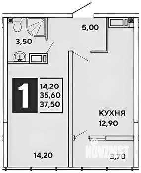 1-к квартира, на длительный срок, 37м2, 4/17 этаж