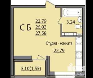 Студия квартира, на длительный срок, 27м2, 11/19 этаж