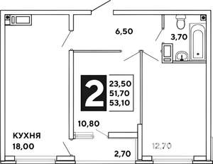 2-к квартира, на длительный срок, 52м2, 11/17 этаж