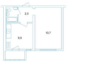 1-к квартира, на длительный срок, 31м2, 3/5 этаж