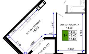 1-к квартира, на длительный срок, 45м2, 6/12 этаж