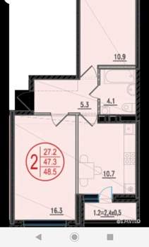 2-к квартира, на длительный срок, 49м2, 5/9 этаж