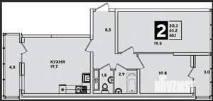 2-к квартира, на длительный срок, 68м2, 19/24 этаж