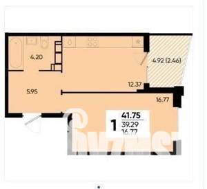 1-к квартира, на длительный срок, 43м2, 22/24 этаж