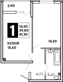 1-к квартира, на длительный срок, 41м2, 12/16 этаж
