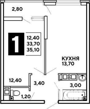 1-к квартира, на длительный срок, 34м2, 1/16 этаж