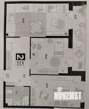 2-к квартира, на длительный срок, 51м2, 2/17 этаж