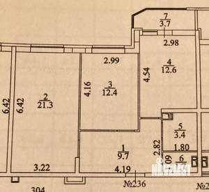 2-к квартира, на длительный срок, 61м2, 4/18 этаж