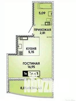 Студия квартира, на длительный срок, 30м2, 3/24 этаж