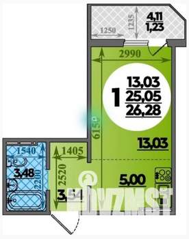 Студия квартира, на длительный срок, 25м2, 11/16 этаж