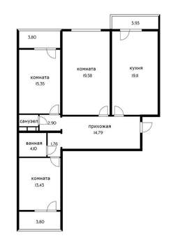 3-к квартира, на длительный срок, 82м2, 4/12 этаж