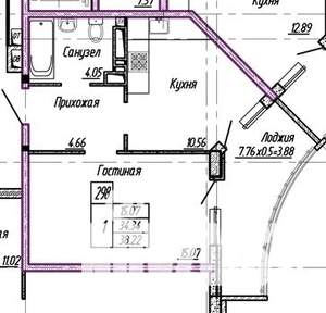 1-к квартира, на длительный срок, 39м2, 16/22 этаж