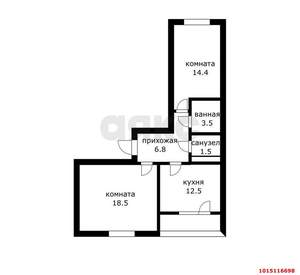 2-к квартира, на длительный срок, 58м2, 4/17 этаж