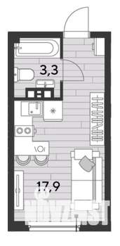 Студия квартира, на длительный срок, 21м2, 10/16 этаж