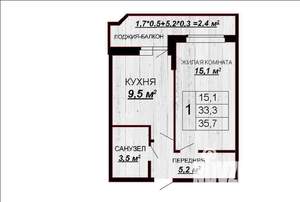 1-к квартира, на длительный срок, 35м2, 14/20 этаж