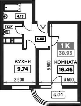 1-к квартира, на длительный срок, 37м2, 16/24 этаж