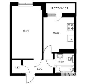 1-к квартира, на длительный срок, 42м2, 5/12 этаж