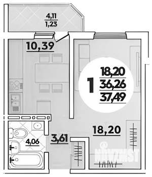 1-к квартира, на длительный срок, 37м2, 7/16 этаж