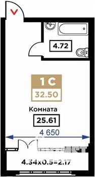 Студия квартира, вторичка, 31м2, 5/25 этаж