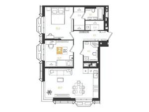 2-к квартира, вторичка, 68м2, 9/18 этаж