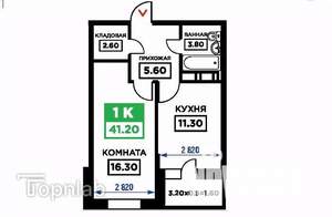 1-к квартира, вторичка, 42м2, 9/16 этаж