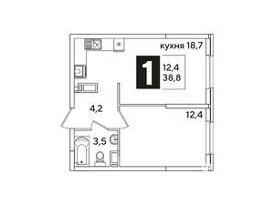 1-к квартира, вторичка, 39м2, 12/16 этаж